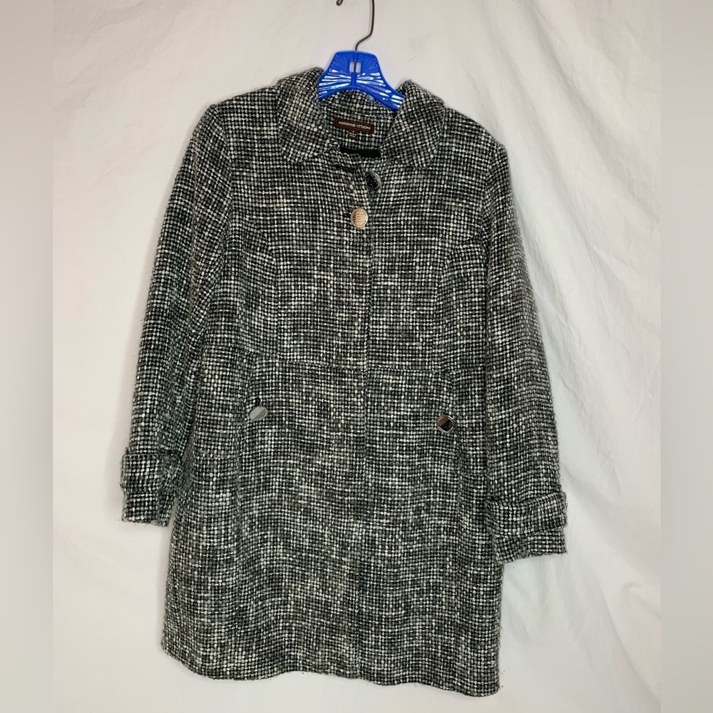 Adrienne Vittadini long tweed coat size4 lined, front pockets